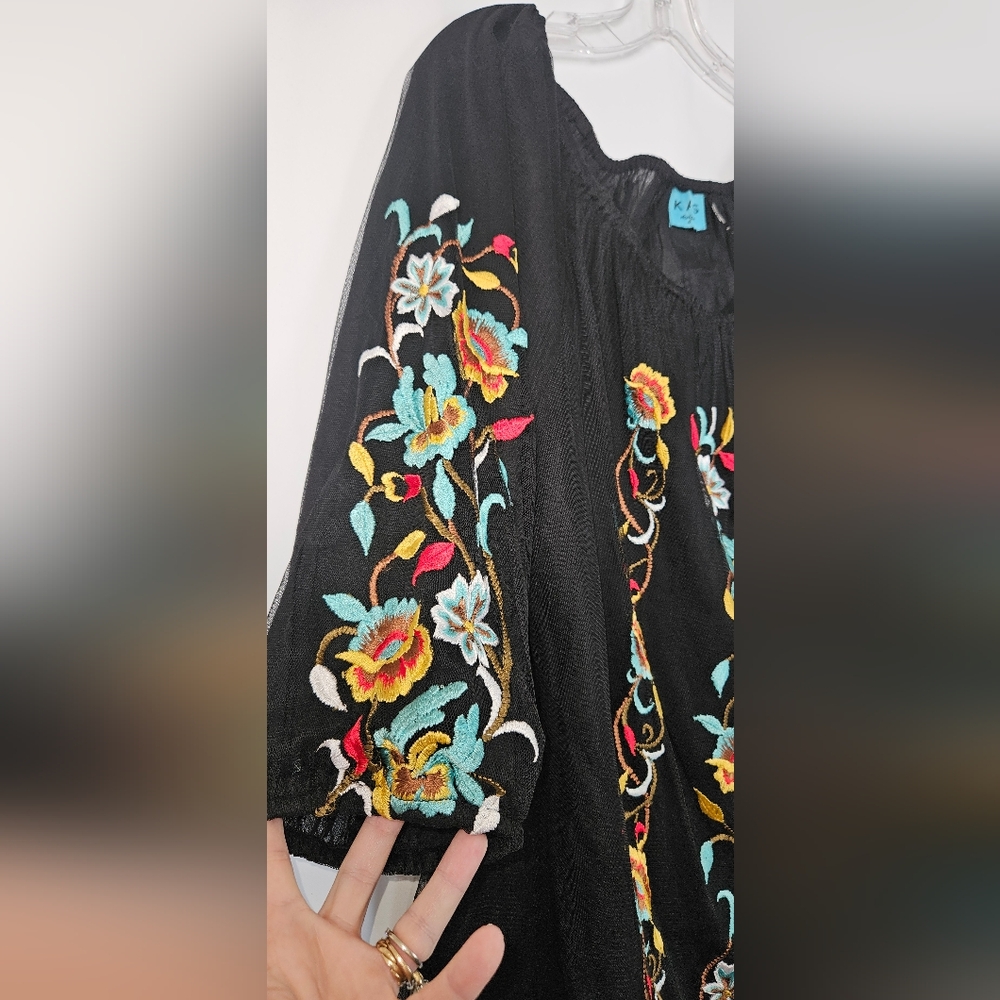 Kas Designs‎ Womens Embriodered Peasant Blouse Size Large - Picture 4 of 10
